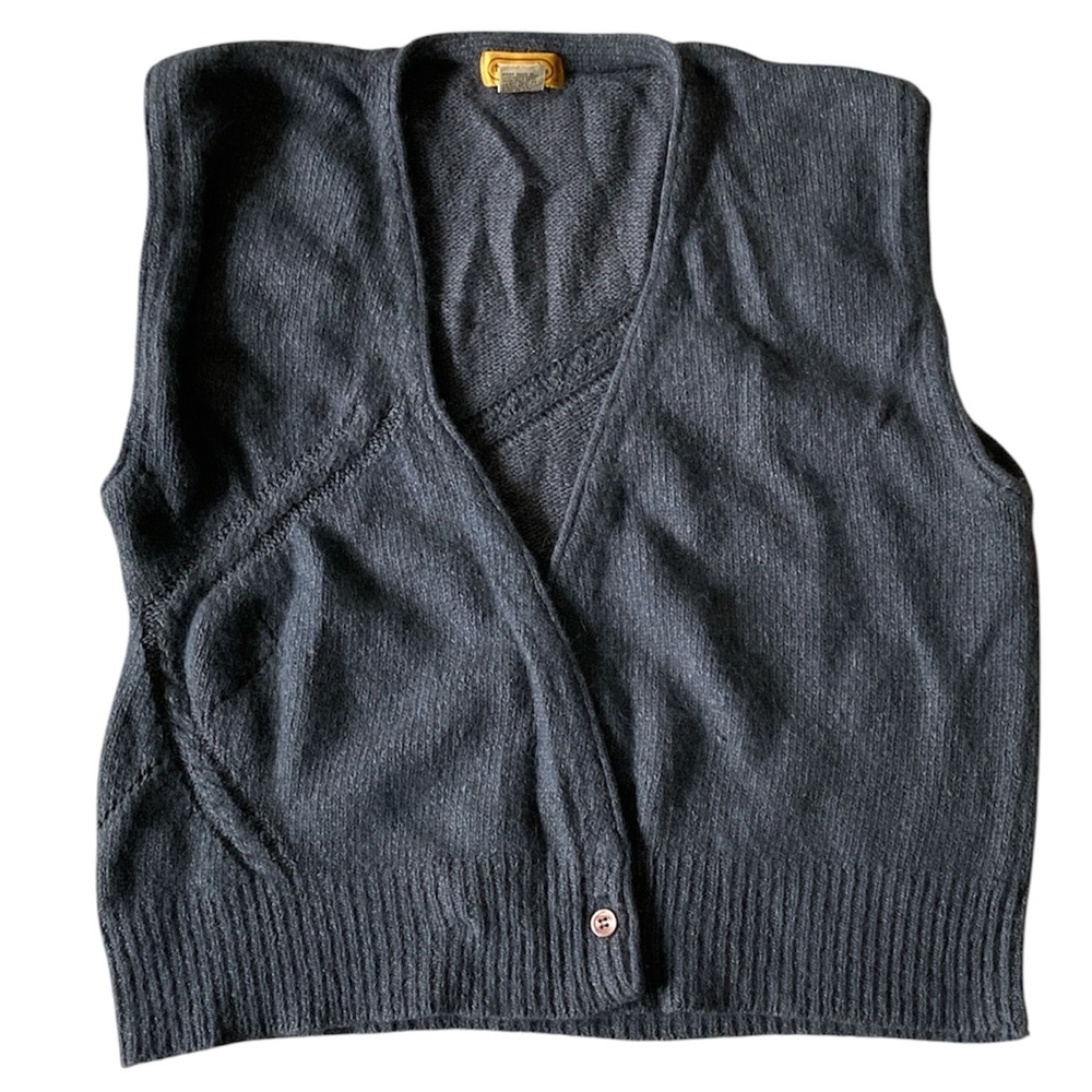 TYGER TYGER Gray Silk Angora Knit Vest Sz M Vintage
